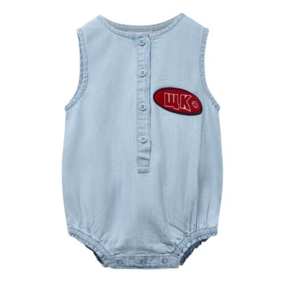 Wynken Co. Girls Chambray Denim Sleeveless Romper Bodysuit, Size 2Y - Picture 1 of 5